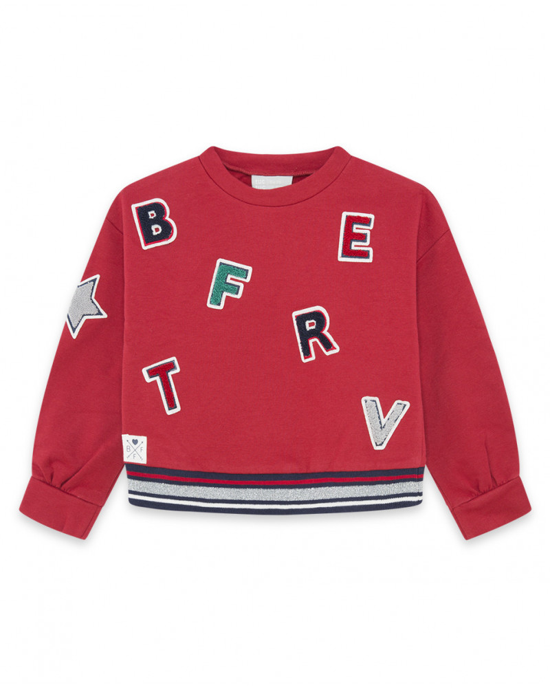 Sweat-shirt en peluche fermée sans capuche garçon rouge