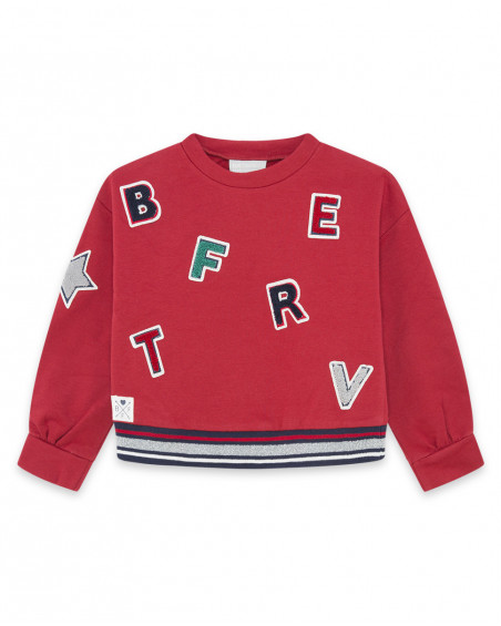 Sweat-shirt en peluche fermée sans capuche garçon rouge Sweat-shirt en peluche fermée sans capuche garçon rouge