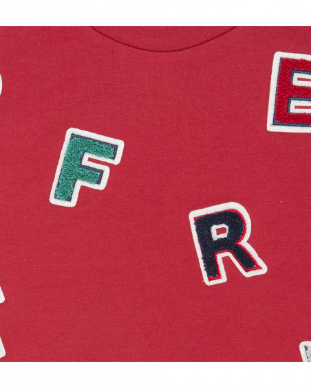 Sweat-shirt en peluche fermée sans capuche garçon rouge Sweat-shirt en peluche fermée sans capuche garçon rouge