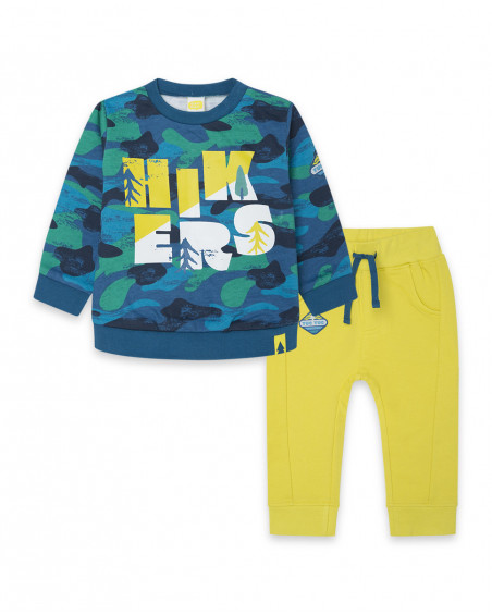 Sweat et pantalon en peluche camouflage garçon bleu color hikers Sweat et pantalon en peluche camouflage garçon bleu color hikers