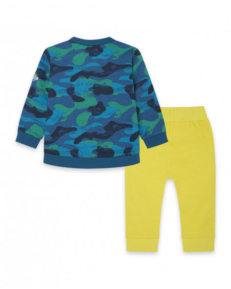 Sweat et pantalon en peluche camouflage garçon bleu color hikers Sweat et pantalon en peluche camouflage garçon bleu color hikers