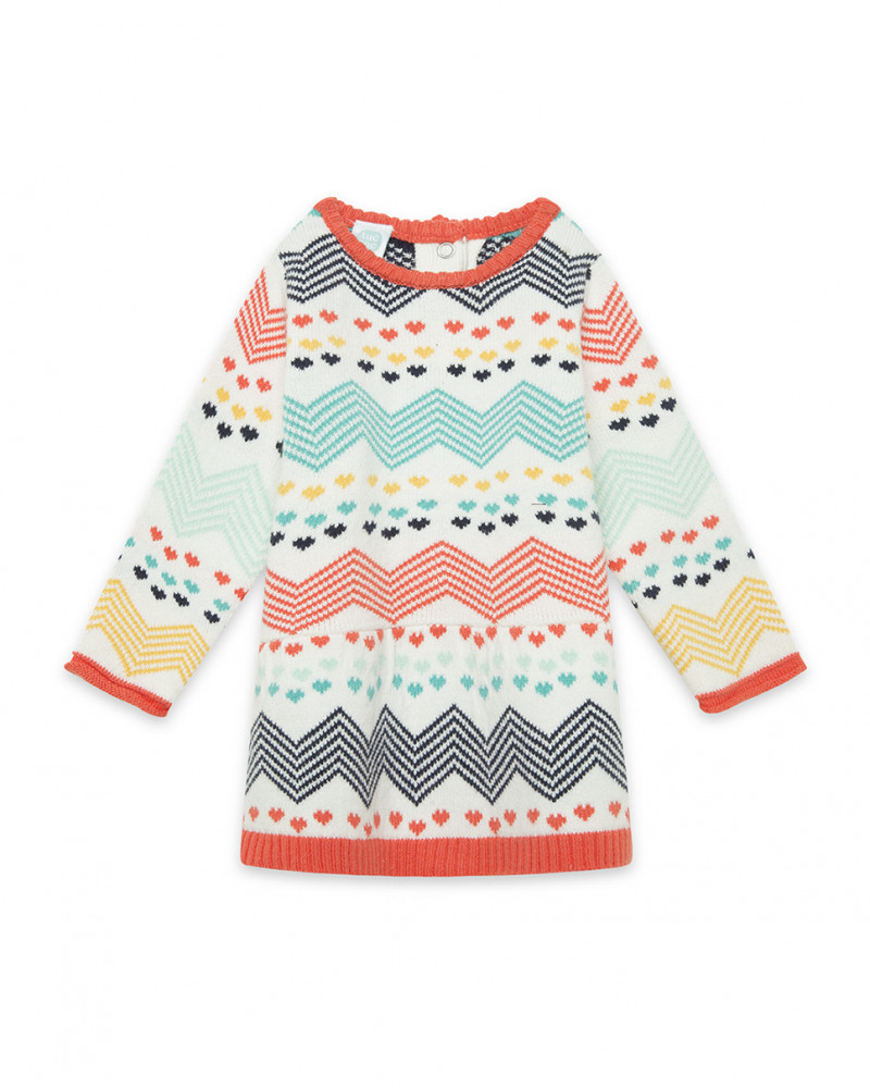 Robe en tricot à rayures fille blanche alphabet