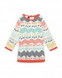 Robe en tricot à rayures fille blanche alphabet Robe en tricot à rayures fille blanche alphabet