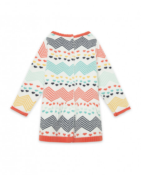 Robe en tricot à rayures fille blanche alphabet Robe en tricot à rayures fille blanche alphabet