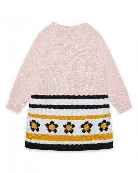 Robe en tricot fleurs fille rose bee happy Robe en tricot fleurs fille rose bee happy
