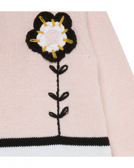 Robe en tricot fleurs fille rose bee happy Robe en tricot fleurs fille rose bee happy