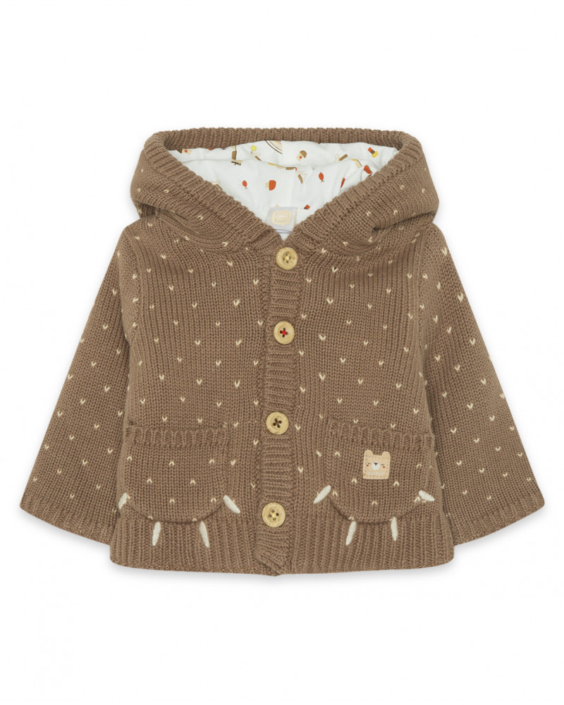 Veste en tricot avec capuche garçon marron brownie bears