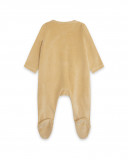 Grenouillère en velours long avec pieds teddy garçon beige Grenouillère en velours long avec pieds teddy garçon beige
