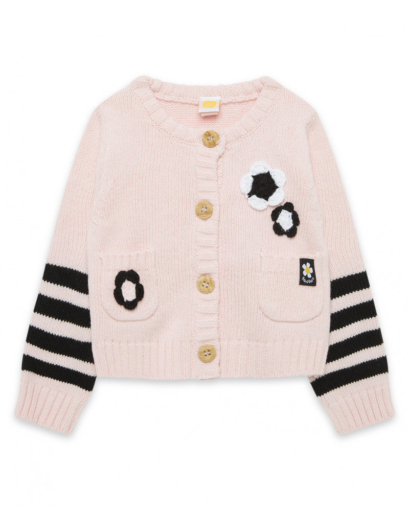 Veste en tricot boutons fille rose bee happy