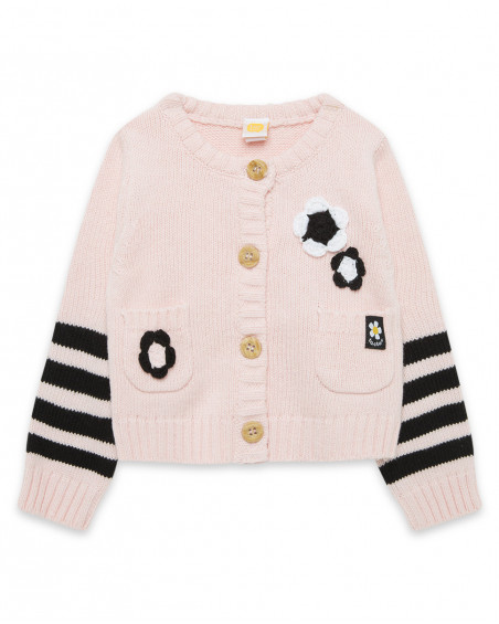 Veste en tricot boutons fille rose bee happy Veste en tricot boutons fille rose bee happy