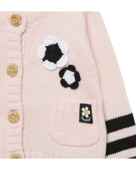 Veste en tricot boutons fille rose bee happy Veste en tricot boutons fille rose bee happy
