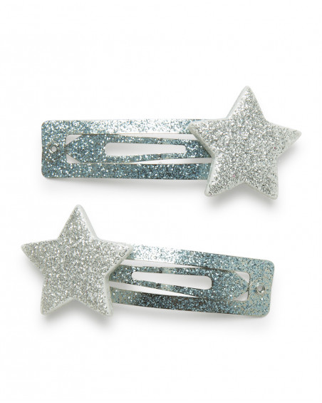 Set 2 barrettes cheveux étoiles fille gris glaciar Set 2 barrettes cheveux étoiles fille gris glaciar