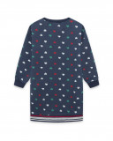Robe en coton molletonné coeurs fille bleue breakfast time Robe en coton molletonné coeurs fille bleue breakfast time