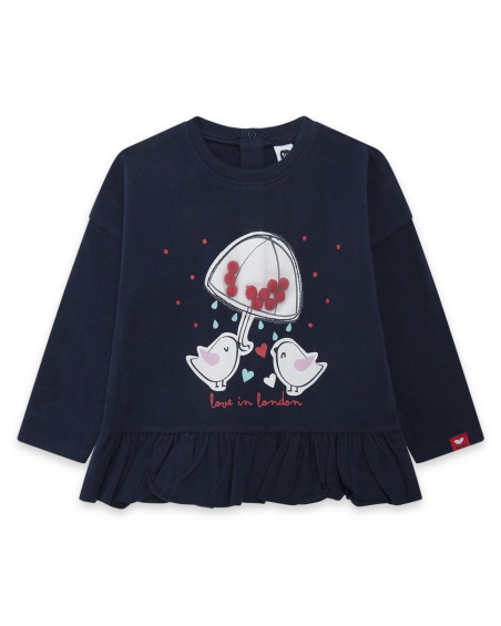 Tee-shirt en jersey imprimée fille bleu hello london Tee-shirt en jersey imprimée fille bleu hello london