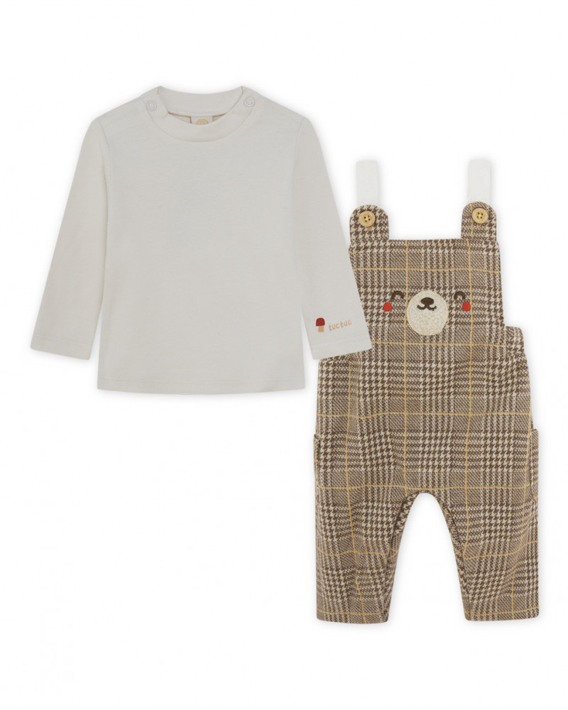 Salopette peluche et t-shirt teddy garçon marron brownie bears