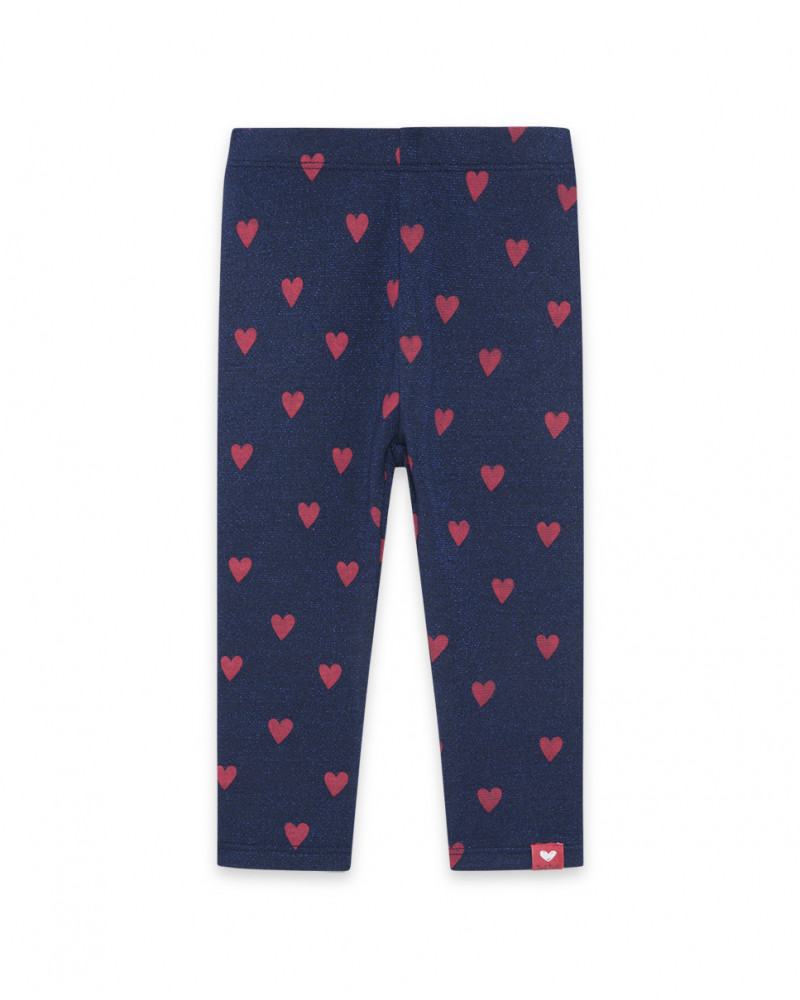Leggings en coton molletonné coeurs fille bleus hello london