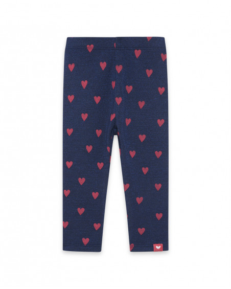 Leggings en coton molletonné coeurs fille bleus hello london Leggings en coton molletonné coeurs fille bleus hello london