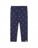 Leggings en coton molletonné coeurs fille bleus hello london Leggings en coton molletonné coeurs fille bleus hello london