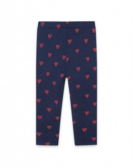 Leggings en coton molletonné coeurs fille bleus hello london Leggings en coton molletonné coeurs fille bleus hello london