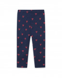 Leggings en coton molletonné coeurs fille bleus hello london Leggings en coton molletonné coeurs fille bleus hello london