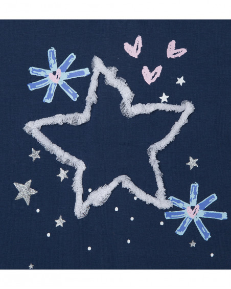 Tee-shirt en jersey étoiles fille bleu glaciar Tee-shirt en jersey étoiles fille bleu glaciar