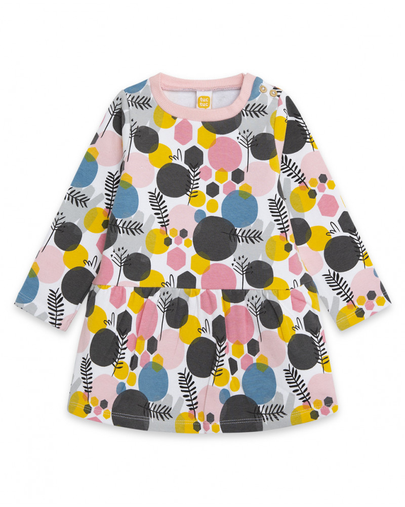 Robe en coton molletonné imprimé fille rose bee happy