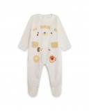 Grenouillère en velours long avec pieds garçon beige brownie Grenouillère en velours long avec pieds garçon beige brownie