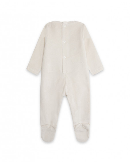 Grenouillère en velours long avec pieds garçon beige brownie Grenouillère en velours long avec pieds garçon beige brownie