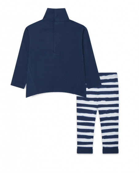 T-shirt et leggings en jersey à rayures fille bleu glaciar
