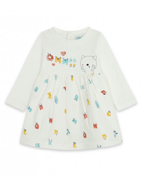 Robe en jersey imprimé fille blanche alphabet Robe en jersey imprimé fille blanche alphabet