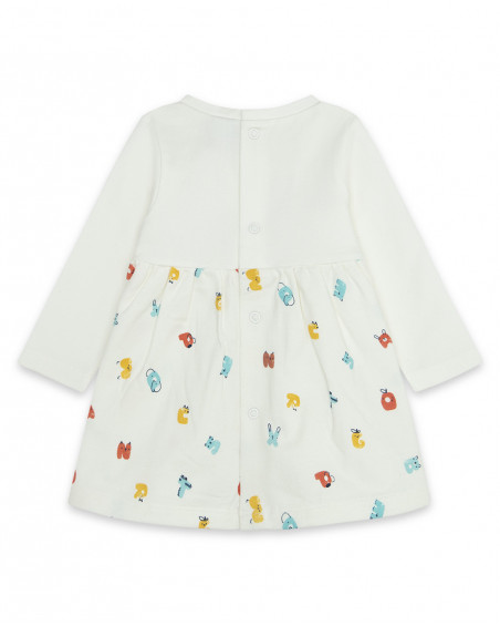 Robe en jersey imprimé fille blanche alphabet Robe en jersey imprimé fille blanche alphabet