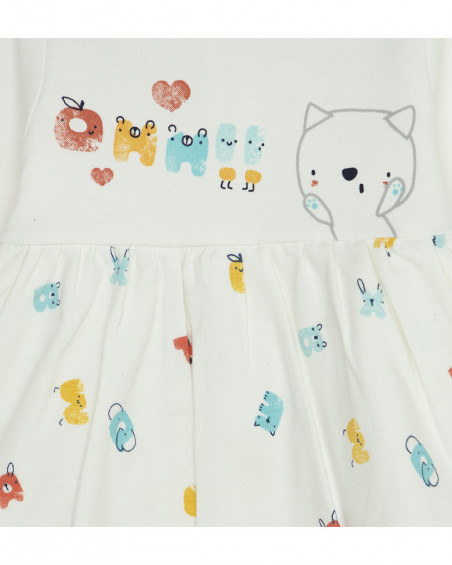 Robe en jersey imprimé fille blanche alphabet Robe en jersey imprimé fille blanche alphabet