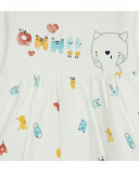Robe en jersey imprimé fille blanche alphabet Robe en jersey imprimé fille blanche alphabet