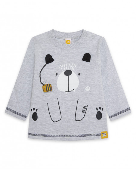 Tee-shirt en jersey manche longue garçon gris bee happy Tee-shirt en jersey manche longue garçon gris bee happy