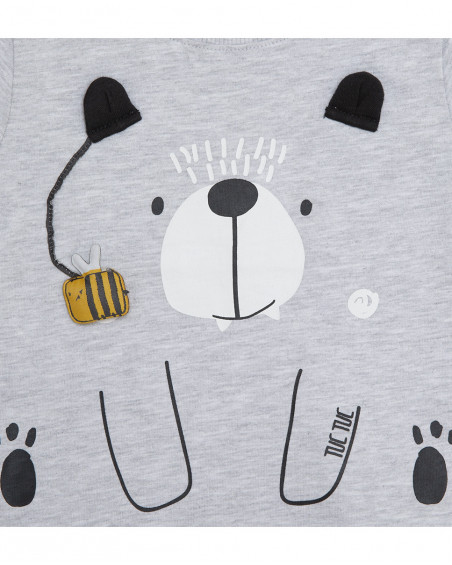 Tee-shirt en jersey manche longue garçon gris bee happy Tee-shirt en jersey manche longue garçon gris bee happy