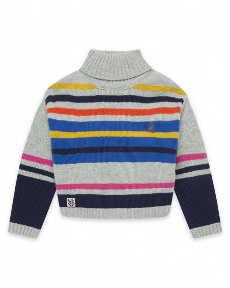 Pull-over en tricot à rayures fille gris best friends 4ever Pull-over en tricot à rayures fille gris best friends 4ever