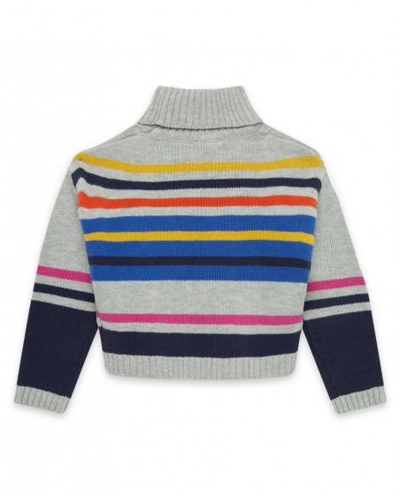 Pull-over en tricot à rayures fille gris best friends 4ever Pull-over en tricot à rayures fille gris best friends 4ever