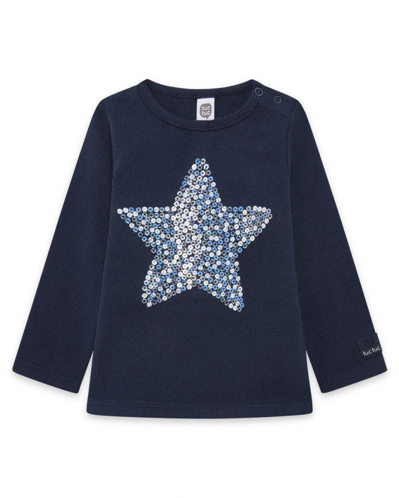 Tee-shirt en jersey étoile fille marine basicos baby