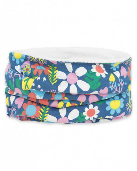 Bandana en jersey fleurs fille bleu color hikers Bandana en jersey fleurs fille bleu color hikers