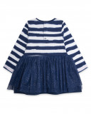 Robe en coton molletonné et tulle à rayures fille bleue glaciar Robe en coton molletonné et tulle à rayures fille bleue glaciar