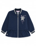 Veste en coton molletonné avec fermeture éclair fille bleu Veste en coton molletonné avec fermeture éclair fille bleu