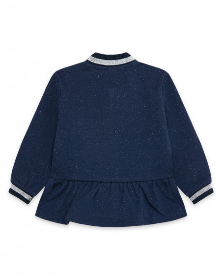 Veste en coton molletonné avec fermeture éclair fille bleu Veste en coton molletonné avec fermeture éclair fille bleu