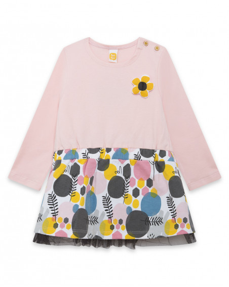 Robe en jersey imprimé fille rose bee happy Robe en jersey imprimé fille rose bee happy