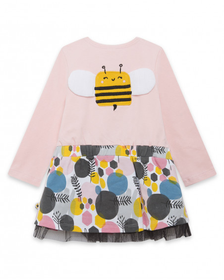 Robe en jersey imprimé fille rose bee happy Robe en jersey imprimé fille rose bee happy