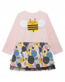 Robe en jersey imprimé fille rose bee happy Robe en jersey imprimé fille rose bee happy