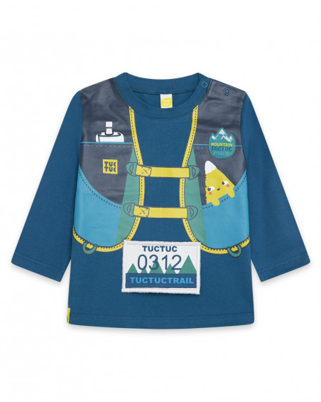 Tee-shirt en jersey imprimée garçon bleu color hikers