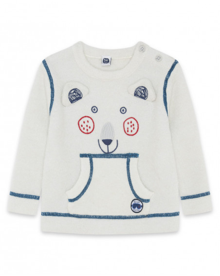 Pull-over en tricot ourson polaire garçon blanc glaciar Pull-over en tricot ourson polaire garçon blanc glaciar