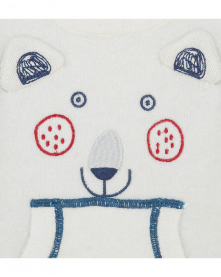 Pull-over en tricot ourson polaire garçon blanc glaciar Pull-over en tricot ourson polaire garçon blanc glaciar