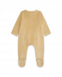 Grenouillère en velours avec pieds garçon beige brownie bears Grenouillère en velours avec pieds garçon beige brownie bears