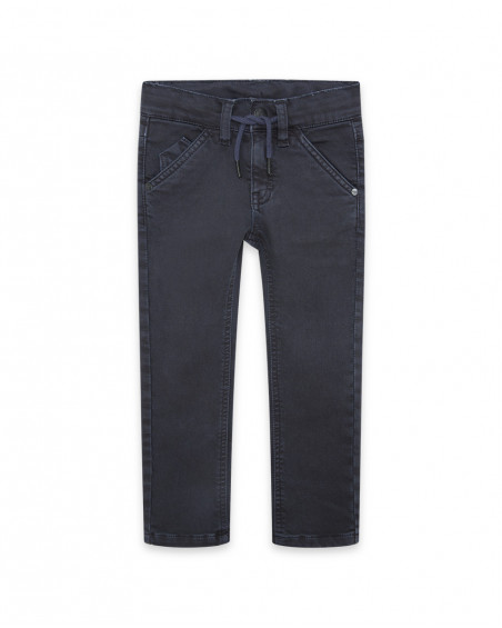 Pantalon en sergé lacets garçon marine basicos baby Pantalon en sergé lacets garçon marine basicos baby